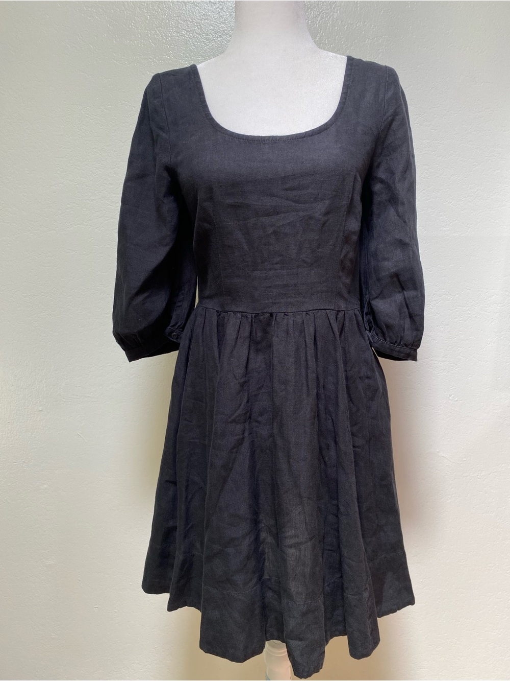 Son de flor Classic Dress In Black Linen